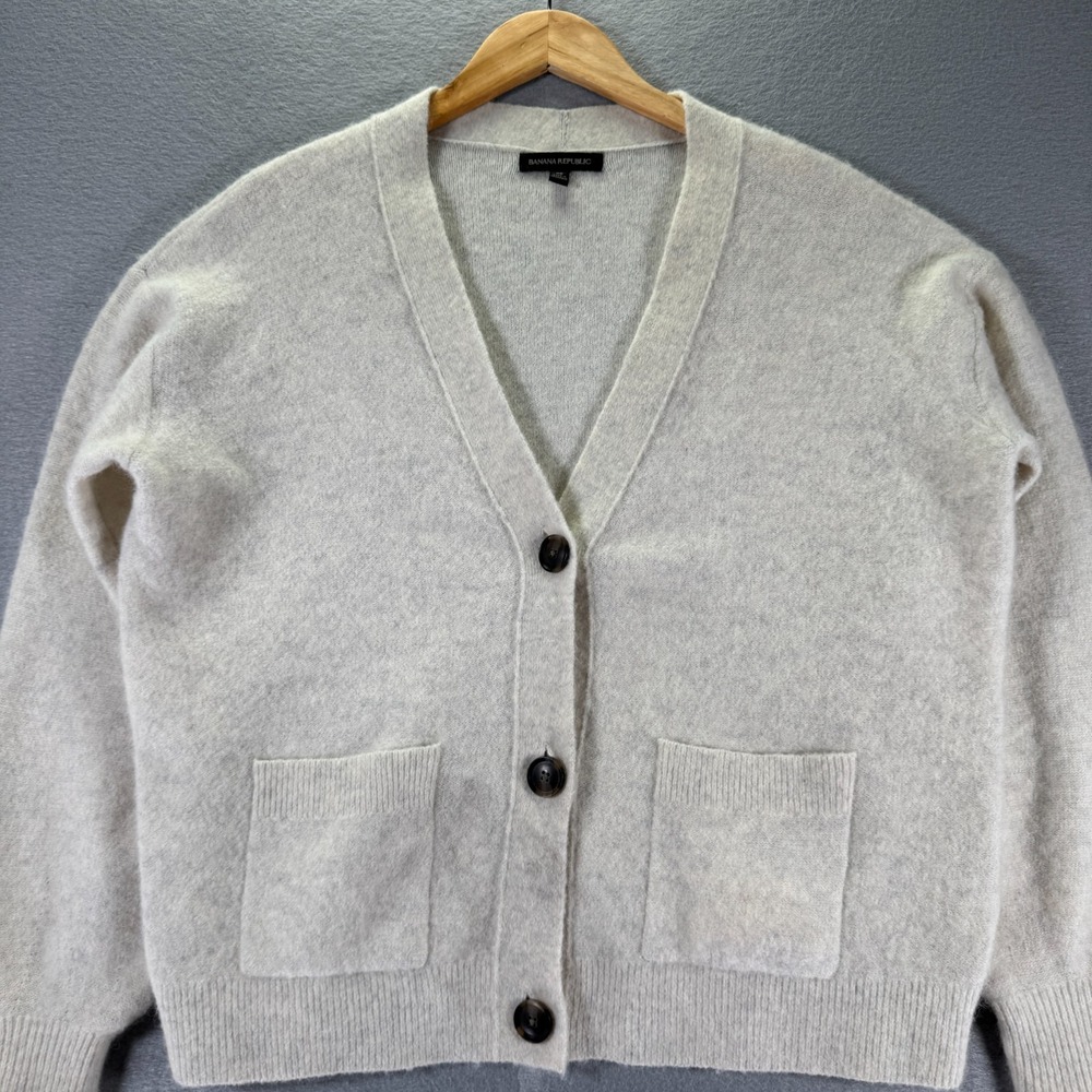 Banana Republic‎ Oversized Cardigan Sweater Womens XS Beige Alpaca Wool Outdoor